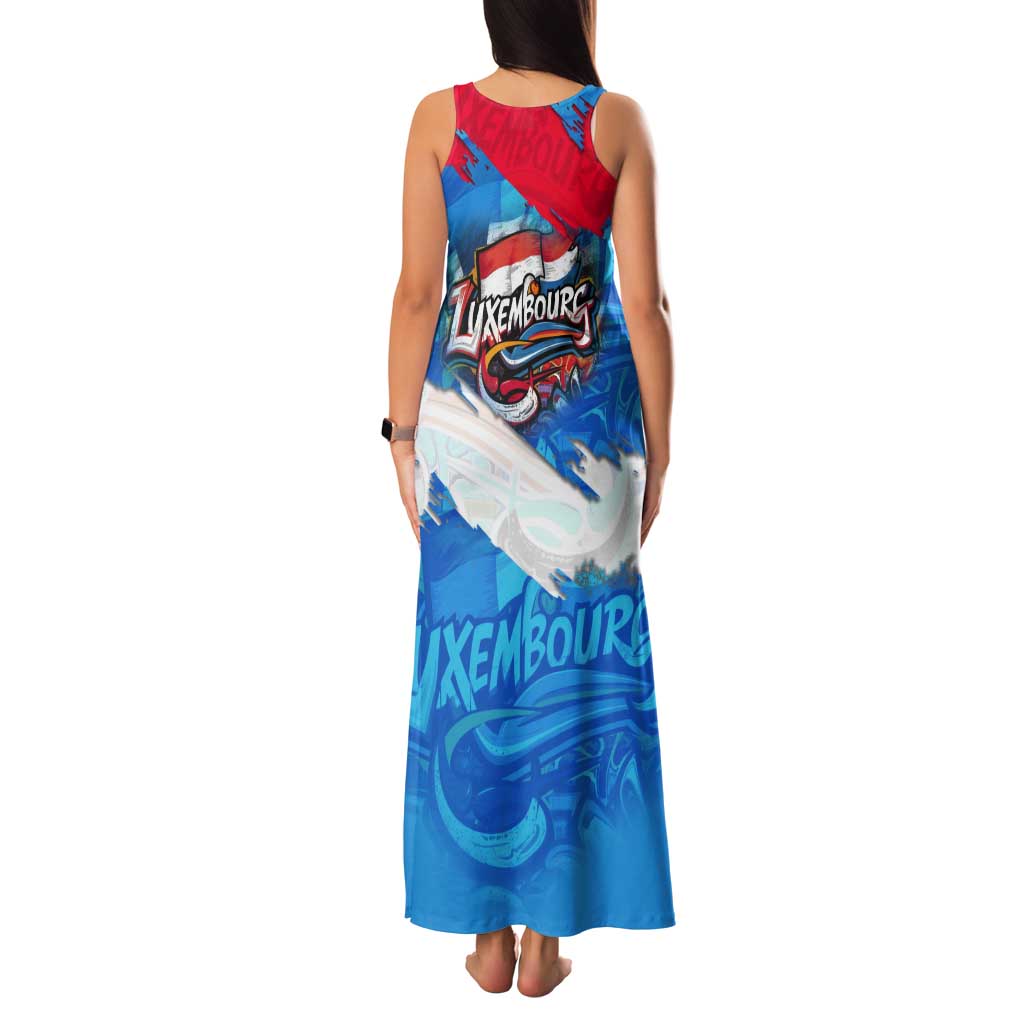 Luxembourg Flag Tank Maxi Dress with Colorful Graffiti Street Art Design - Wonder Print Shop