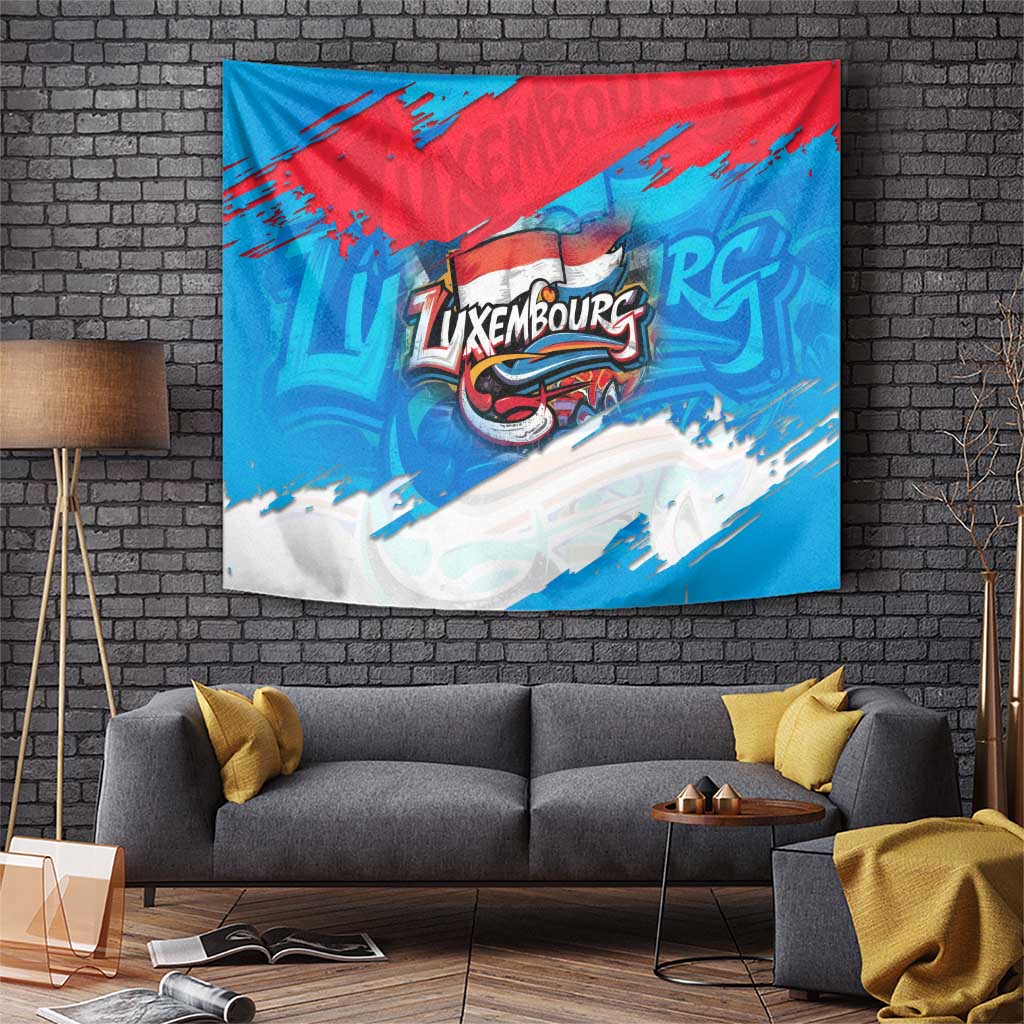 Luxembourg Flag Tapestry with Colorful Graffiti Street Art Design - Wonder Print Shop