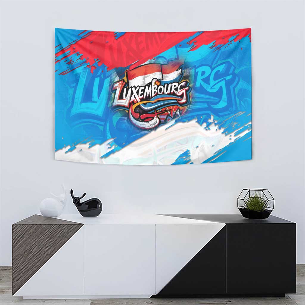 Luxembourg Flag Tapestry with Colorful Graffiti Street Art Design - Wonder Print Shop