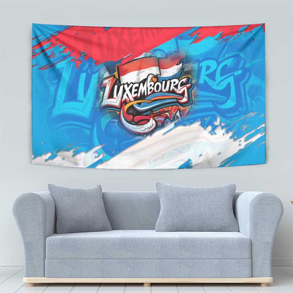Luxembourg Flag Tapestry with Colorful Graffiti Street Art Design - Wonder Print Shop