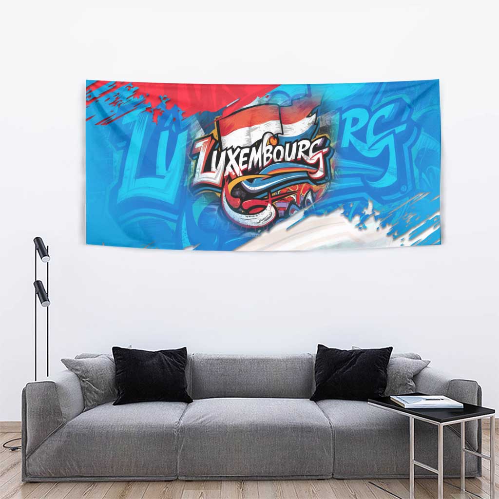 Luxembourg Flag Tapestry with Colorful Graffiti Street Art Design - Wonder Print Shop