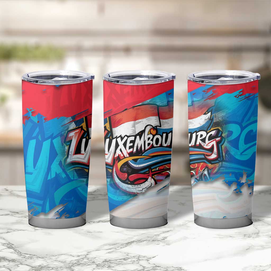 Luxembourg Flag Tumbler Cup with Colorful Graffiti Street Art Design - Wonder Print Shop