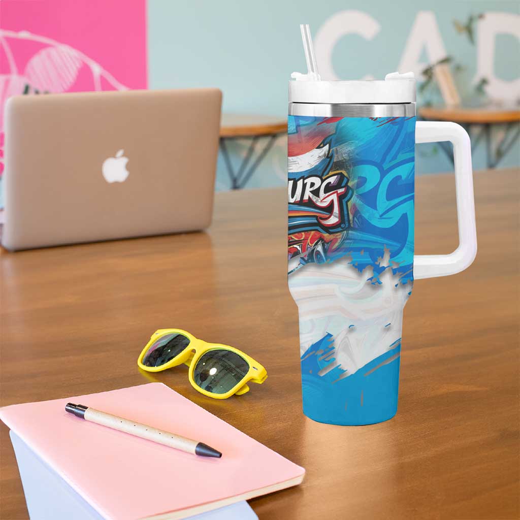 Luxembourg Flag Tumbler With Handle with Colorful Graffiti Street Art Design - Wonder Print Shop
