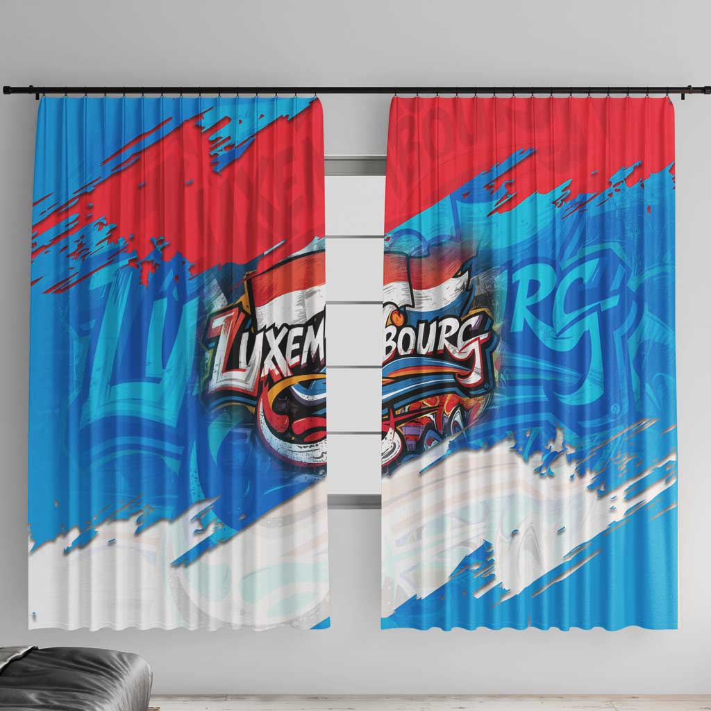 Luxembourg Flag Window Curtain with Colorful Graffiti Street Art Design - Wonder Print Shop