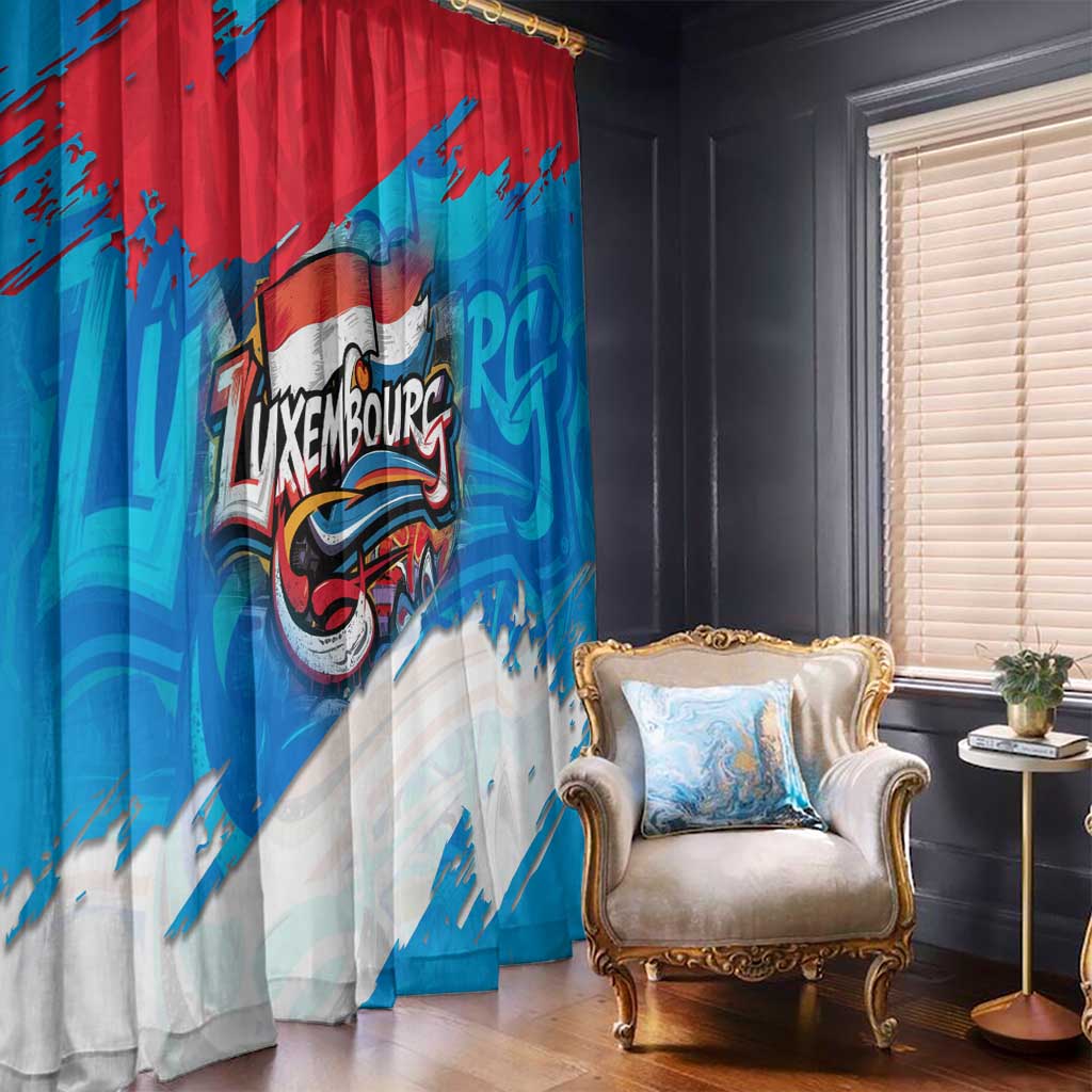 Luxembourg Flag Window Curtain with Colorful Graffiti Street Art Design - Wonder Print Shop
