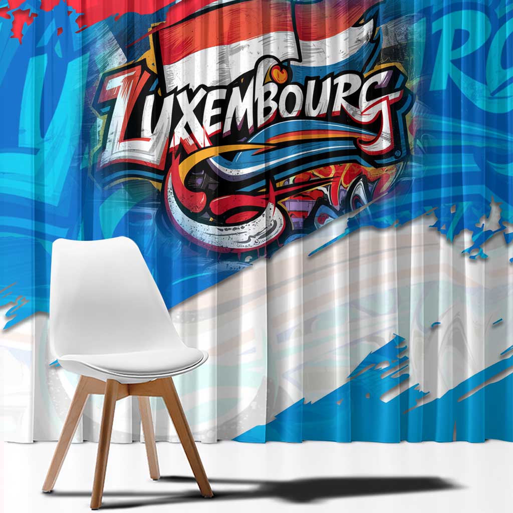 Luxembourg Flag Window Curtain with Colorful Graffiti Street Art Design - Wonder Print Shop