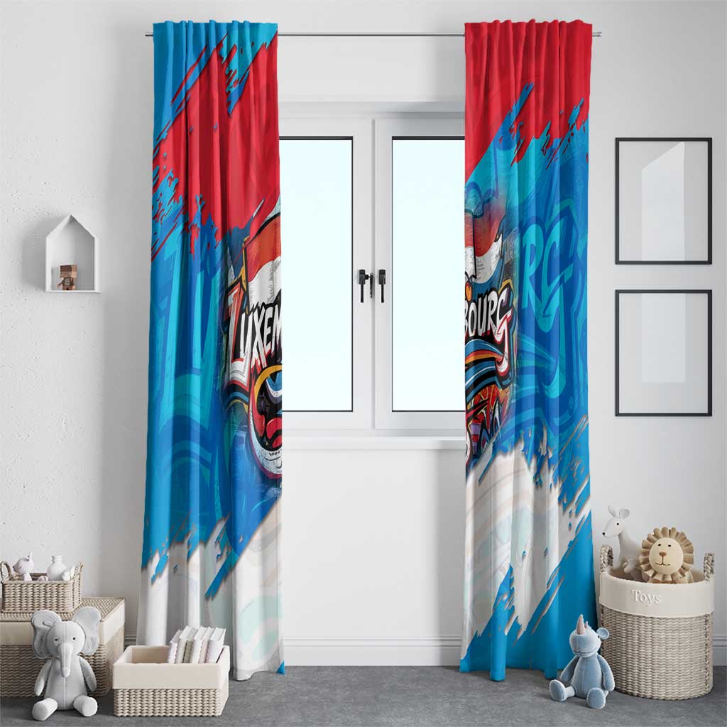 Luxembourg Flag Window Curtain with Colorful Graffiti Street Art Design - Wonder Print Shop