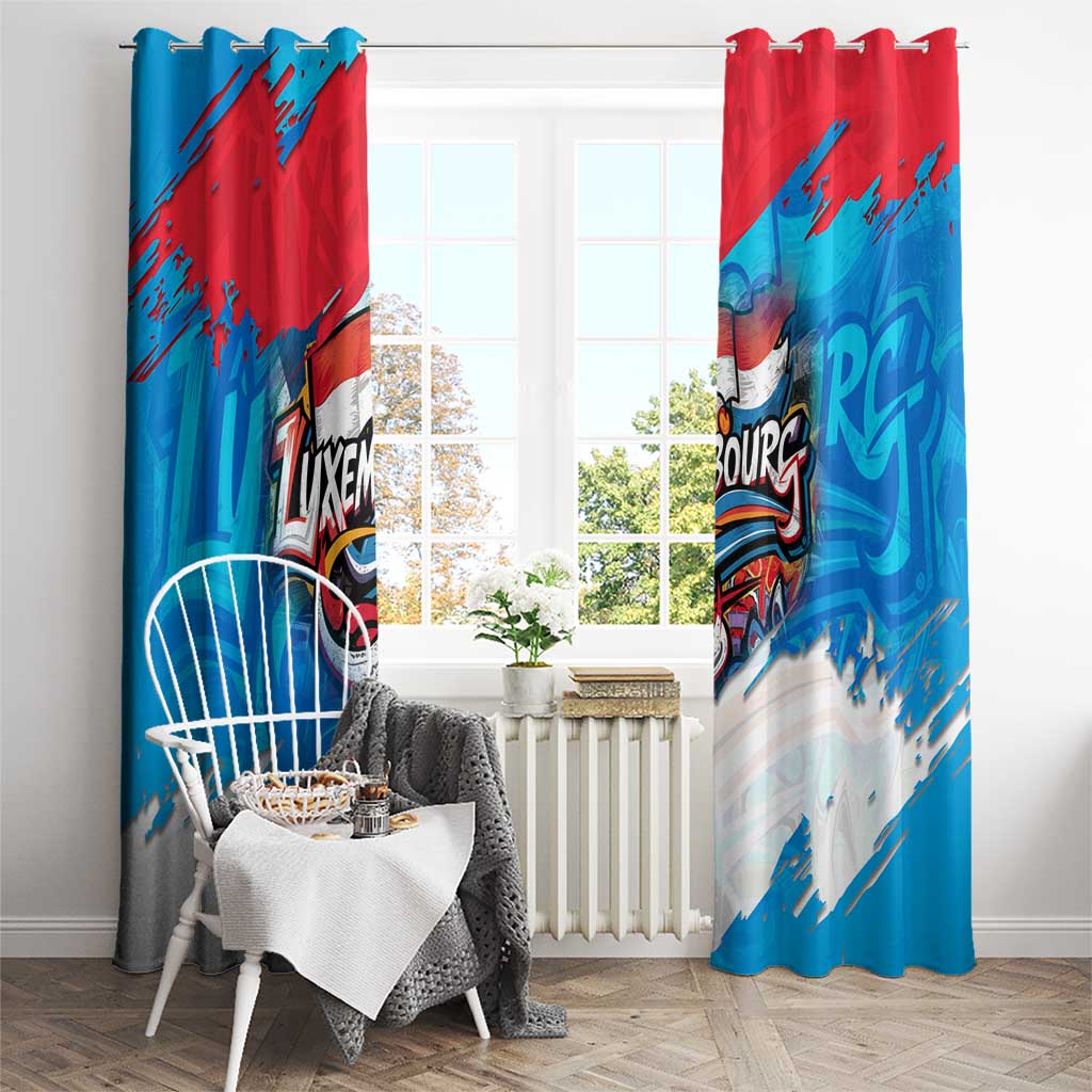 Luxembourg Flag Window Curtain with Colorful Graffiti Street Art Design - Wonder Print Shop
