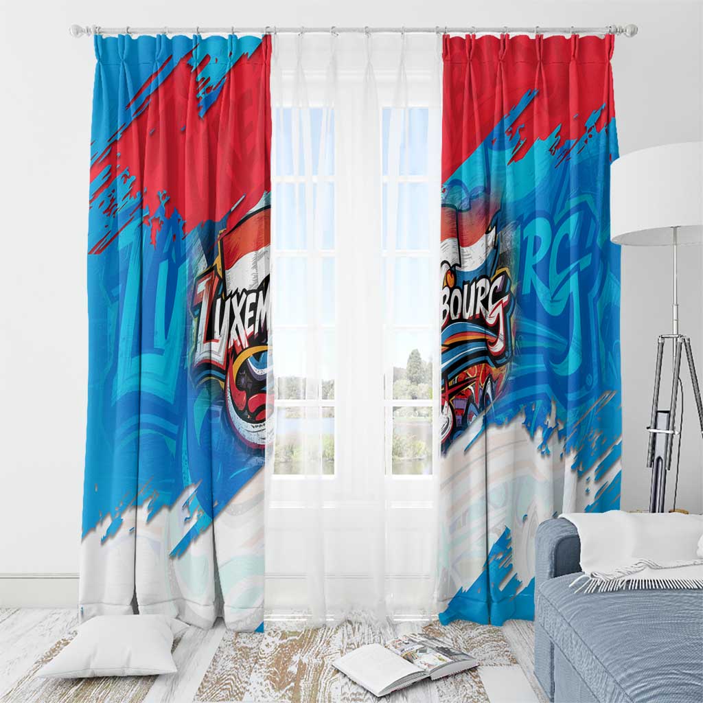 Luxembourg Flag Window Curtain with Colorful Graffiti Street Art Design - Wonder Print Shop