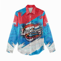 Luxembourg Flag Women Casual Shirt with Colorful Graffiti Street Art Design - Wonder Print Shop