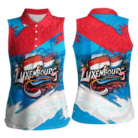 Luxembourg Flag Women Sleeveless Polo Shirt with Colorful Graffiti Street Art Design - Wonder Print Shop
