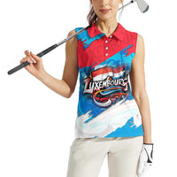 Luxembourg Flag Women Sleeveless Polo Shirt with Colorful Graffiti Street Art Design - Wonder Print Shop