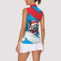 Luxembourg Flag Women Sleeveless Polo Shirt with Colorful Graffiti Street Art Design - Wonder Print Shop