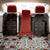 Luxembourg Back Car Seat Cover with Floral Folk Embroidery and Red Black Pattern Design