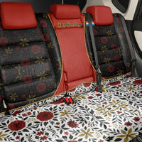 Luxembourg Back Car Seat Cover with Floral Folk Embroidery and Red Black Pattern Design