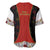Luxembourg Baseball Jersey with Floral Folk Embroidery and Red Black Pattern Design