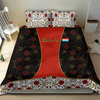 Luxembourg Bedding Set with Floral Folk Embroidery and Red Black Pattern Design