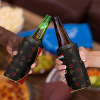 Luxembourg 4 in 1 Can Cooler Tumbler with Floral Folk Embroidery and Red Black Pattern Design