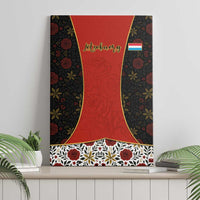 Luxembourg Canvas Wall Art with Floral Folk Embroidery and Red Black Pattern Design