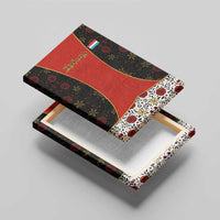 Luxembourg Canvas Wall Art with Floral Folk Embroidery and Red Black Pattern Design