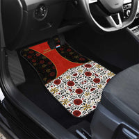 Luxembourg Car Mats with Floral Folk Embroidery and Red Black Pattern Design
