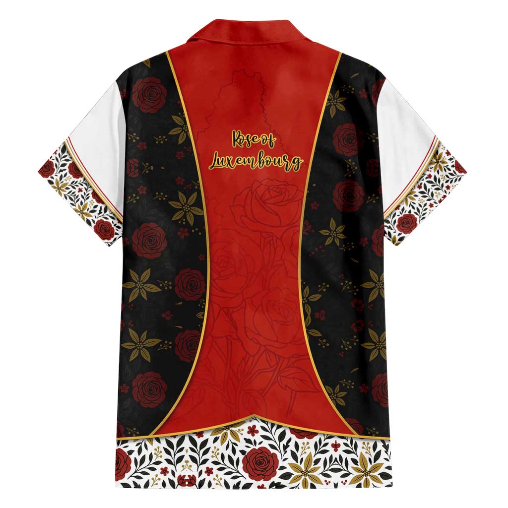 Luxembourg Family Matching Short Sleeve Bodycon Dress and Hawaiian Shirt with Floral Folk Embroidery and Red Black Pattern Design