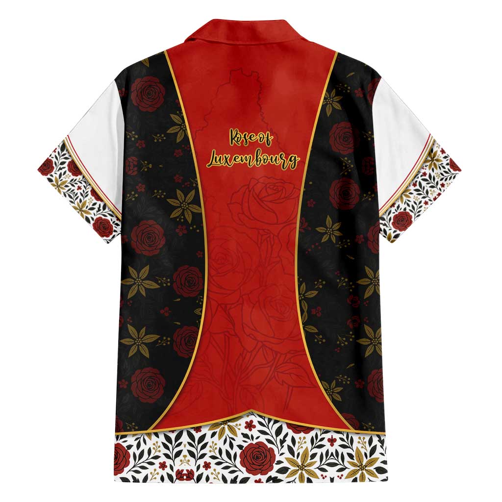 Luxembourg Family Matching Summer Maxi Dress and Hawaiian Shirt with Floral Folk Embroidery and Red Black Pattern Design