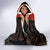 Luxembourg Hooded Blanket with Floral Folk Embroidery and Red Black Pattern Design