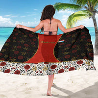 Luxembourg Sarong with Floral Folk Embroidery and Red Black Pattern Design