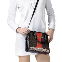 Luxembourg Shoulder Handbag with Floral Folk Embroidery and Red Black Pattern Design