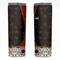 Luxembourg Skinny Tumbler with Floral Folk Embroidery and Red Black Pattern Design