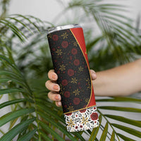 Luxembourg Skinny Tumbler with Floral Folk Embroidery and Red Black Pattern Design