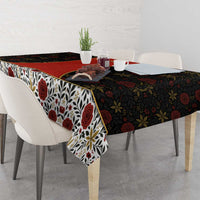 Luxembourg Tablecloth with Floral Folk Embroidery and Red Black Pattern Design