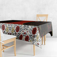 Luxembourg Tablecloth with Floral Folk Embroidery and Red Black Pattern Design