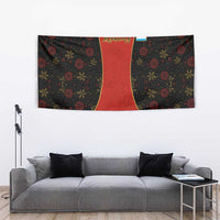 Luxembourg Tapestry with Floral Folk Embroidery and Red Black Pattern Design