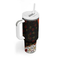 Luxembourg Tumbler With Handle with Floral Folk Embroidery and Red Black Pattern Design