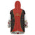 Luxembourg Wearable Blanket Hoodie with Floral Folk Embroidery and Red Black Pattern Design