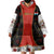 Luxembourg Wearable Blanket Hoodie with Floral Folk Embroidery and Red Black Pattern Design