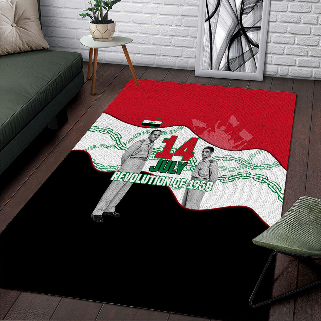 Iraq 14 July Revolution 1958 Area Rug Abdul Karim Qasim Broken Chains Rising Fists
