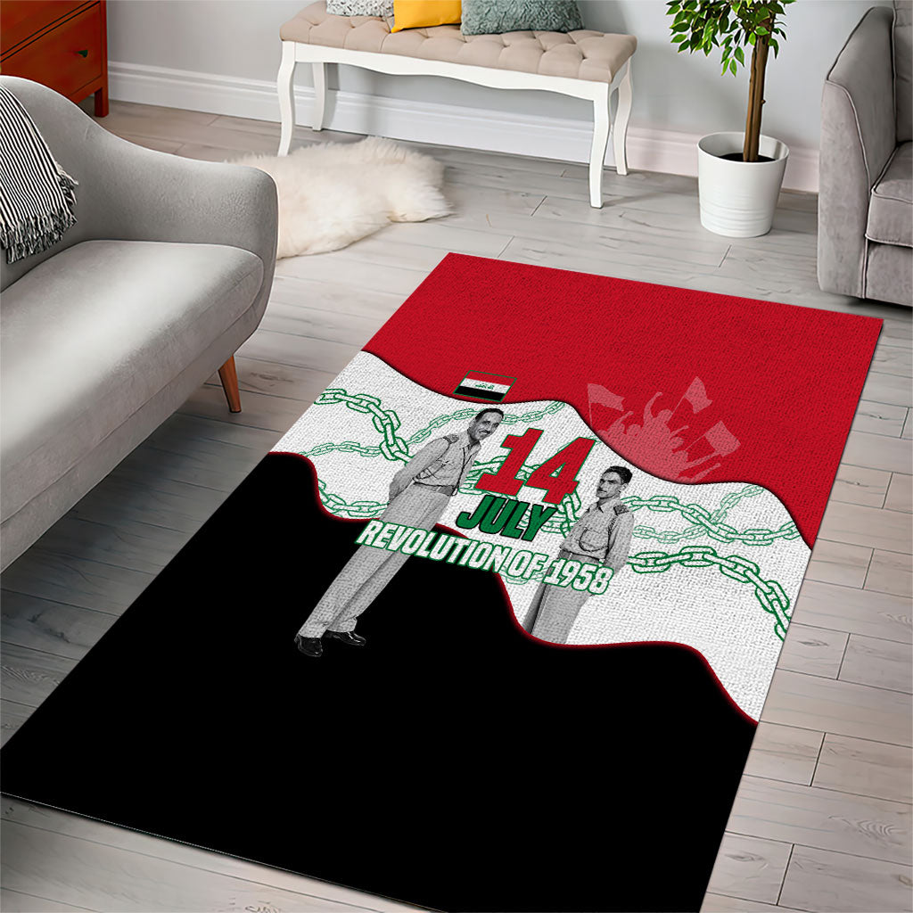 Iraq 14 July Revolution 1958 Area Rug Abdul Karim Qasim Broken Chains Rising Fists