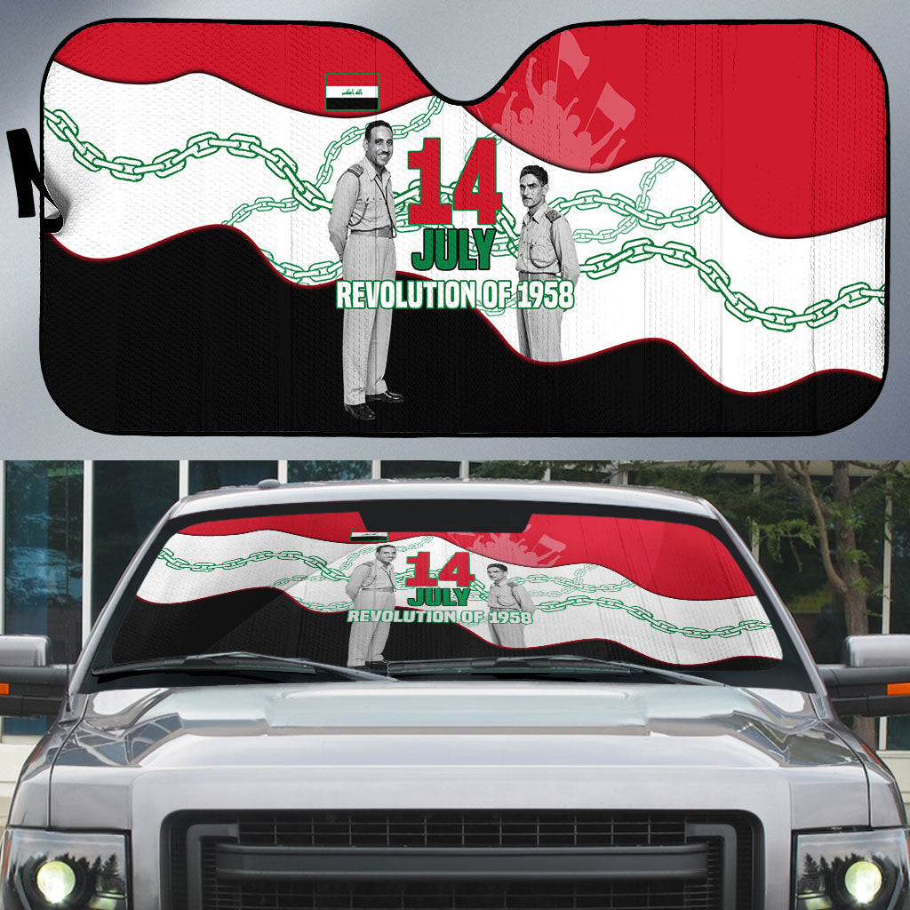Iraq 14 July Revolution 1958 Auto Sun Shade Abdul Karim Qasim Broken Chains Rising Fists