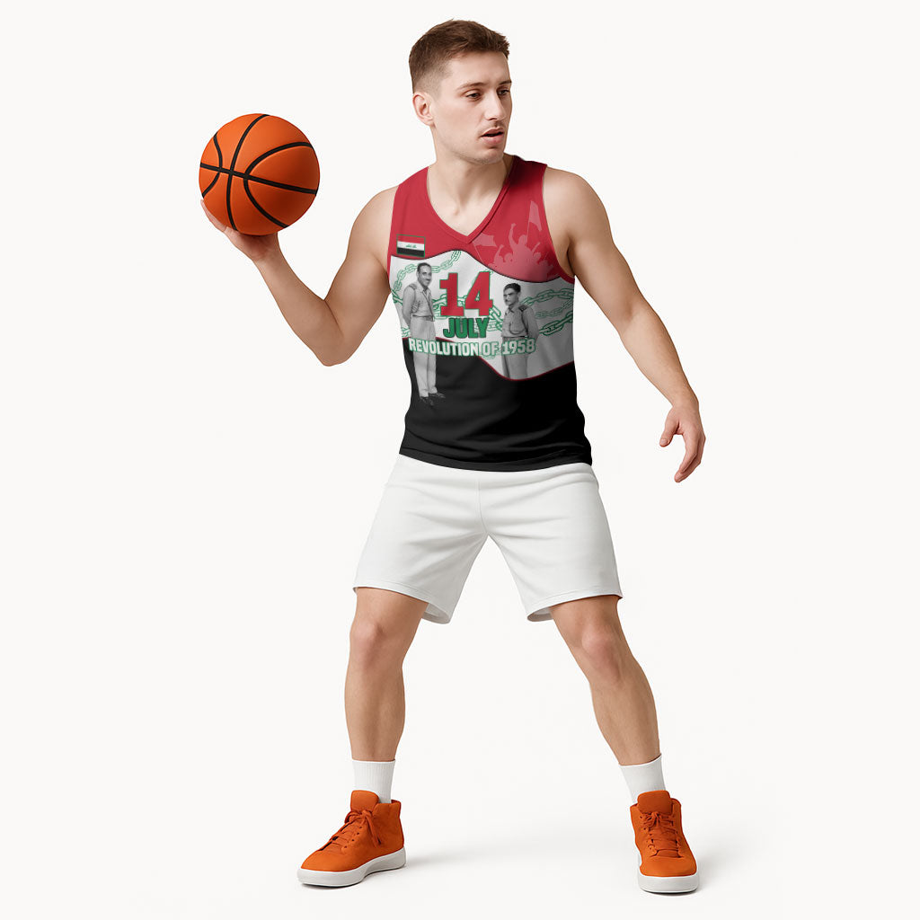 Iraq 14 July Revolution 1958 Basketball Jersey Abdul Karim Qasim Broken Chains Rising Fists