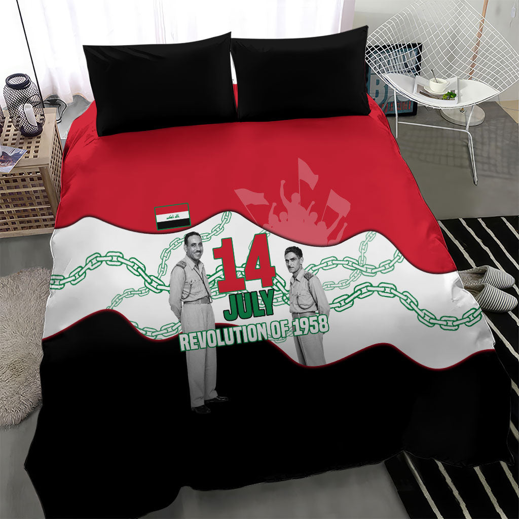 Iraq 14 July Revolution 1958 Bedding Set Abdul Karim Qasim Broken Chains Rising Fists
