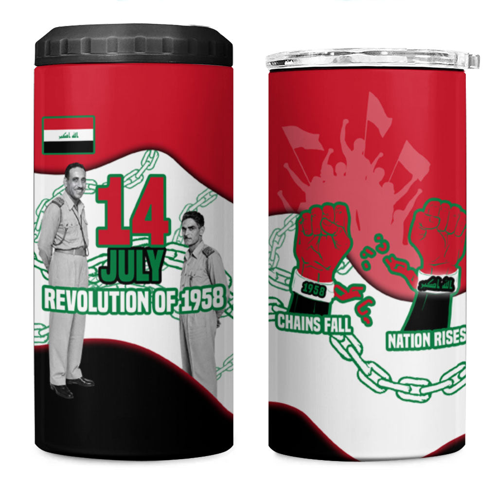 Iraq 14 July Revolution 1958 4 in 1 Can Cooler Tumbler Abdul Karim Qasim Broken Chains Rising Fists