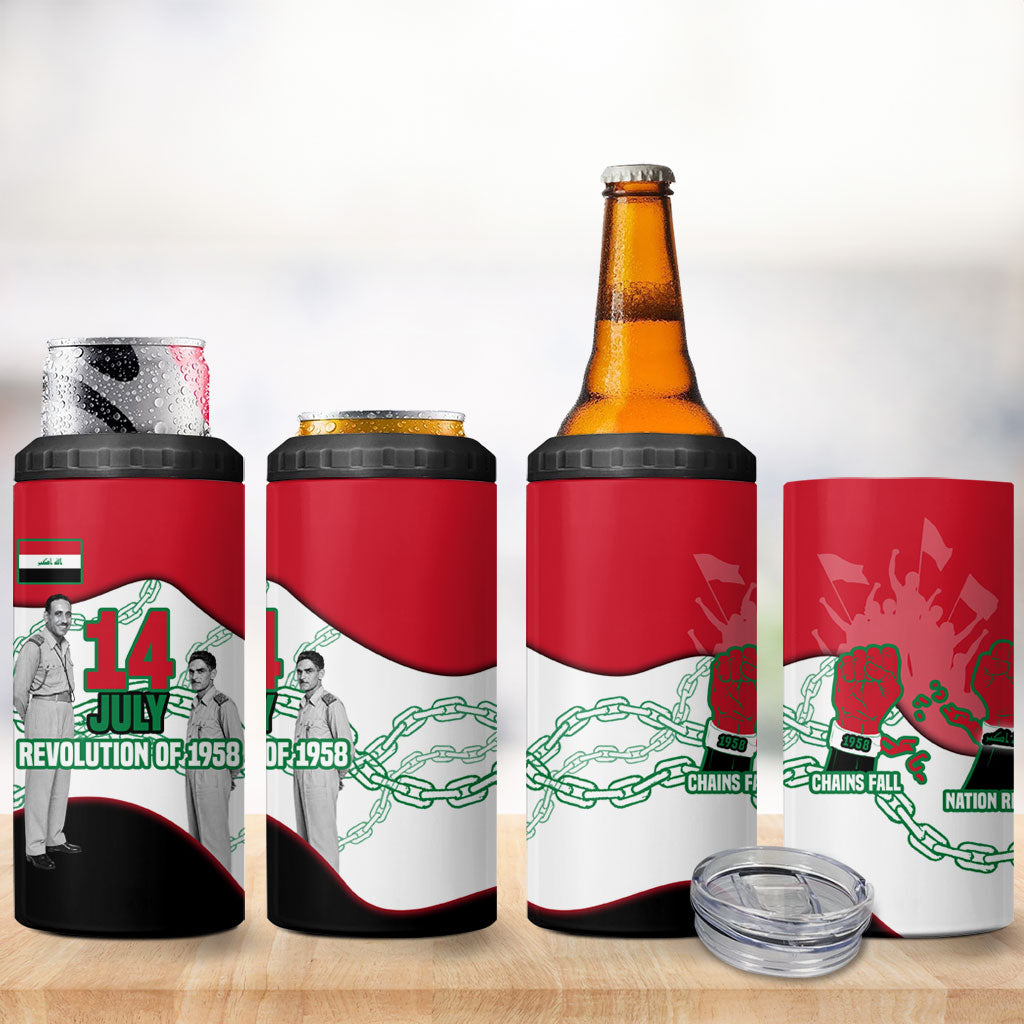 Iraq 14 July Revolution 1958 4 in 1 Can Cooler Tumbler Abdul Karim Qasim Broken Chains Rising Fists