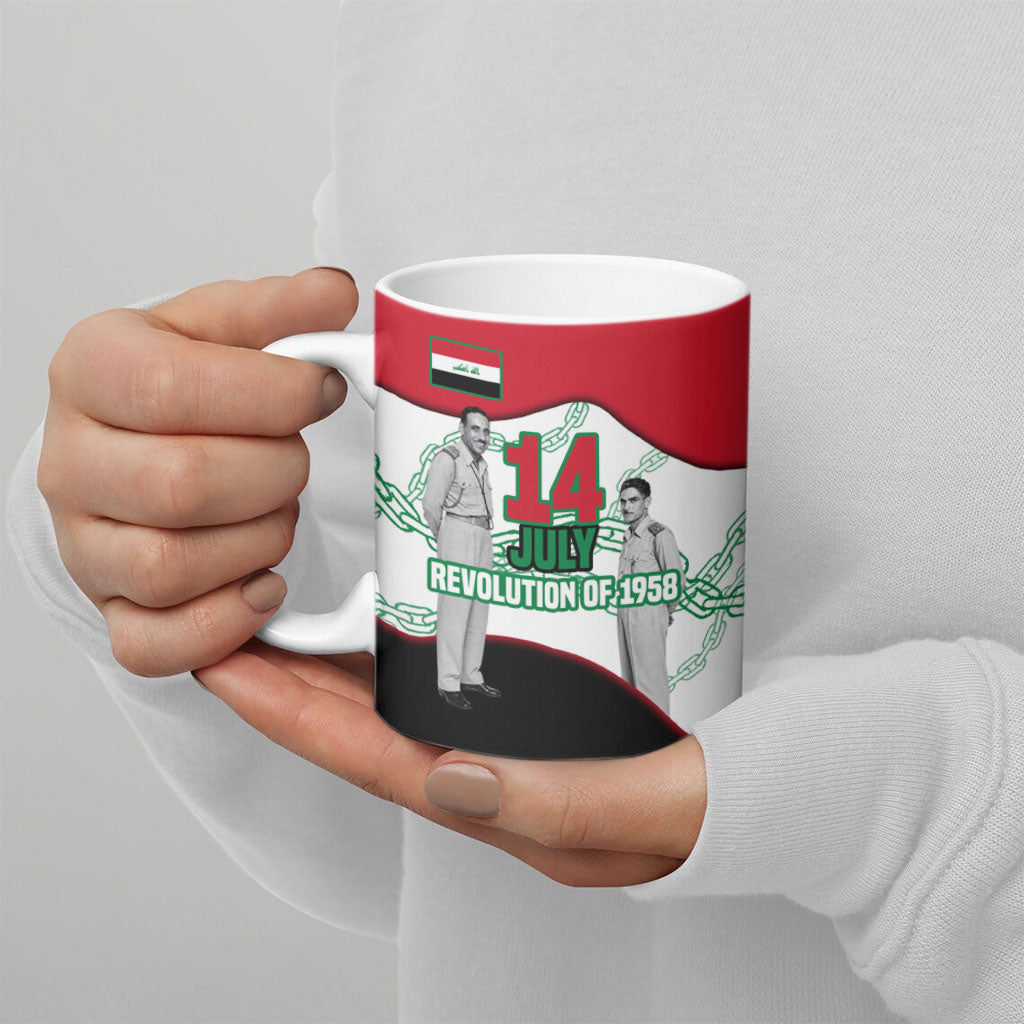 Iraq 14 July Revolution 1958 Ceramic Mug Abdul Karim Qasim Broken Chains Rising Fists