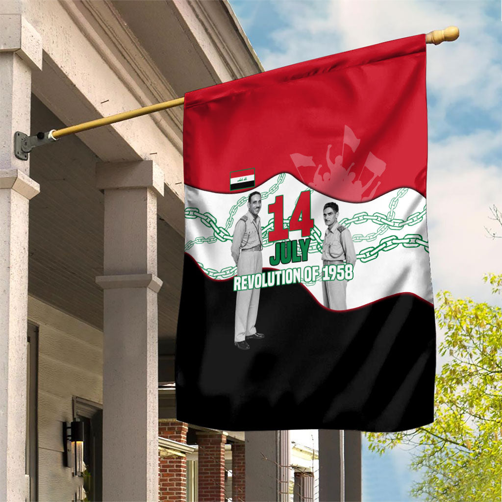 Iraq 14 July Revolution 1958 Garden Flag Abdul Karim Qasim Broken Chains Rising Fists