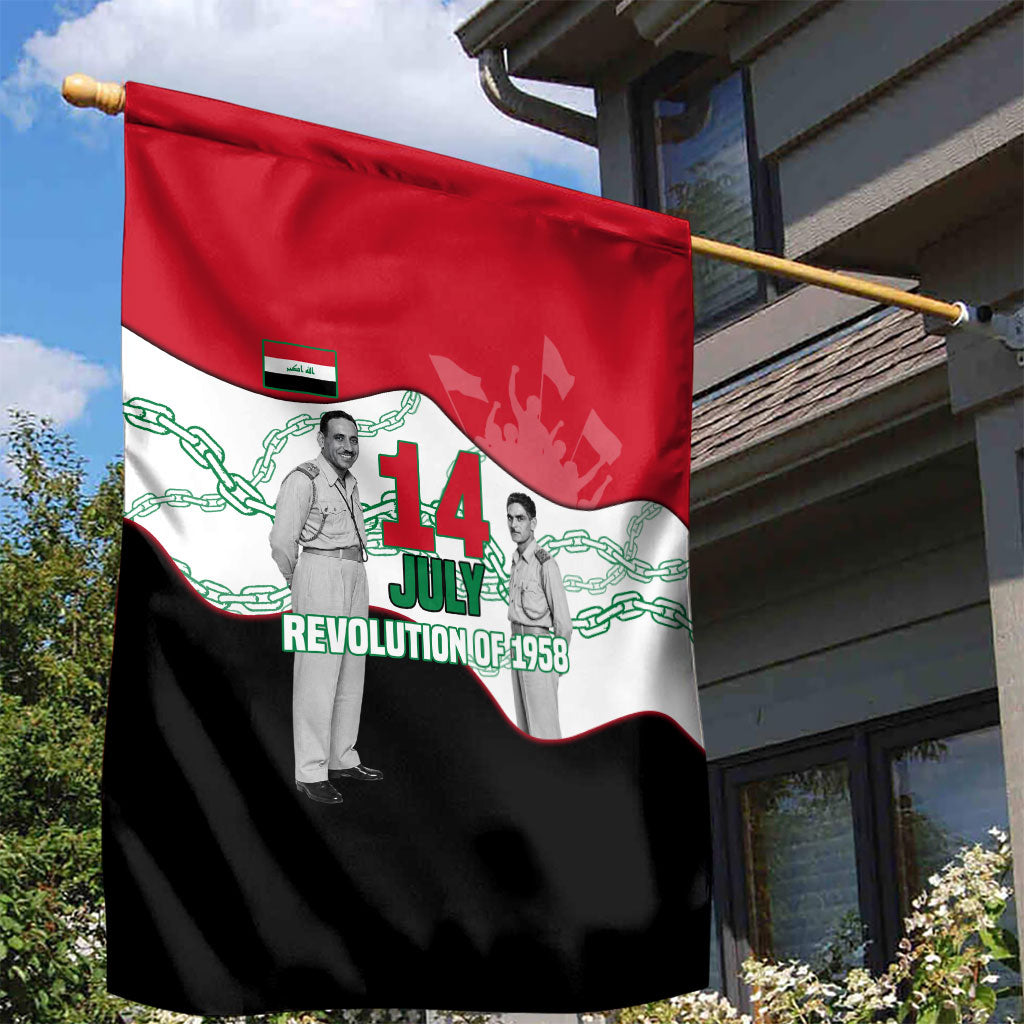 Iraq 14 July Revolution 1958 Garden Flag Abdul Karim Qasim Broken Chains Rising Fists