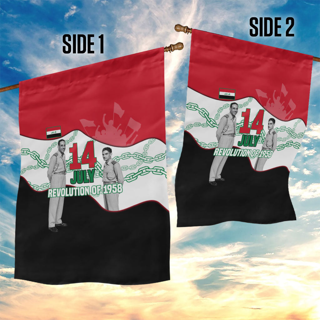 Iraq 14 July Revolution 1958 Garden Flag Abdul Karim Qasim Broken Chains Rising Fists