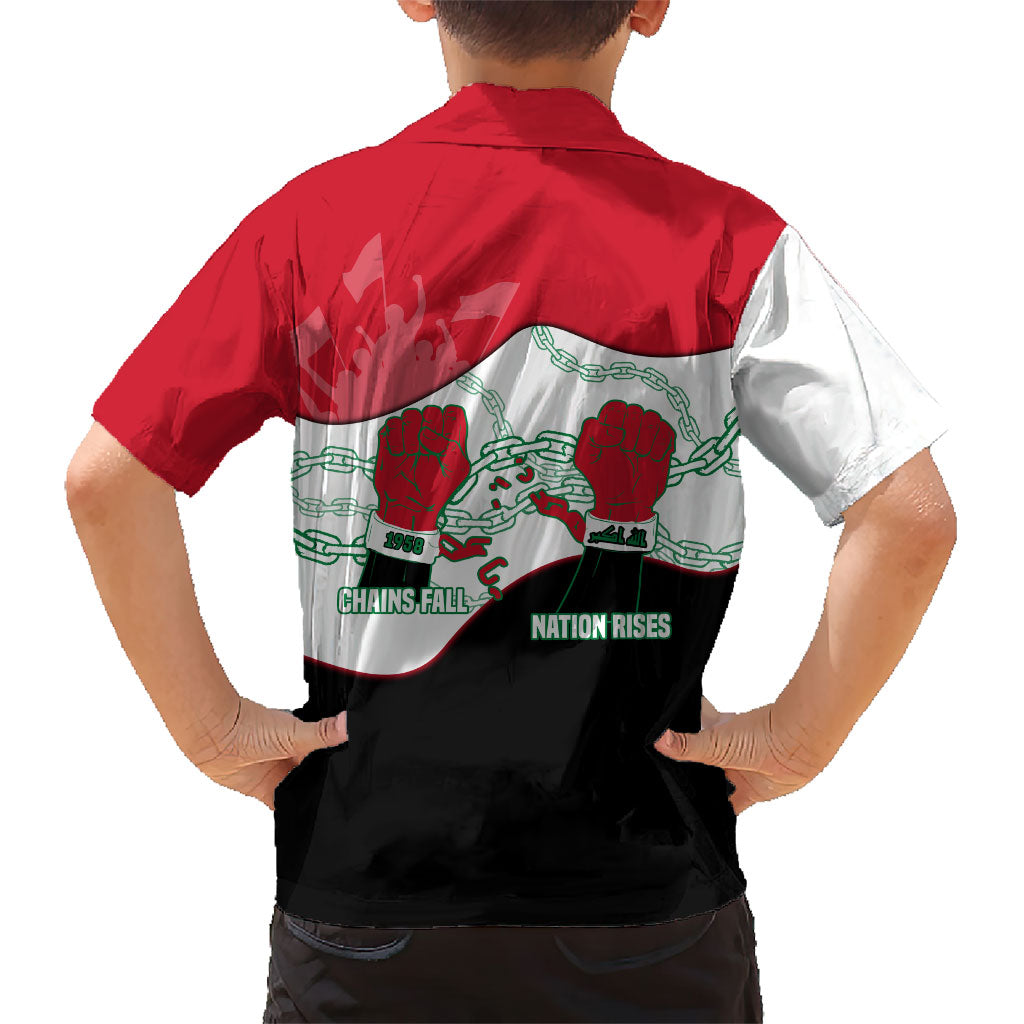 Iraq 14 July Revolution 1958 Kid Hawaiian Shirt Abdul Karim Qasim Broken Chains Rising Fists
